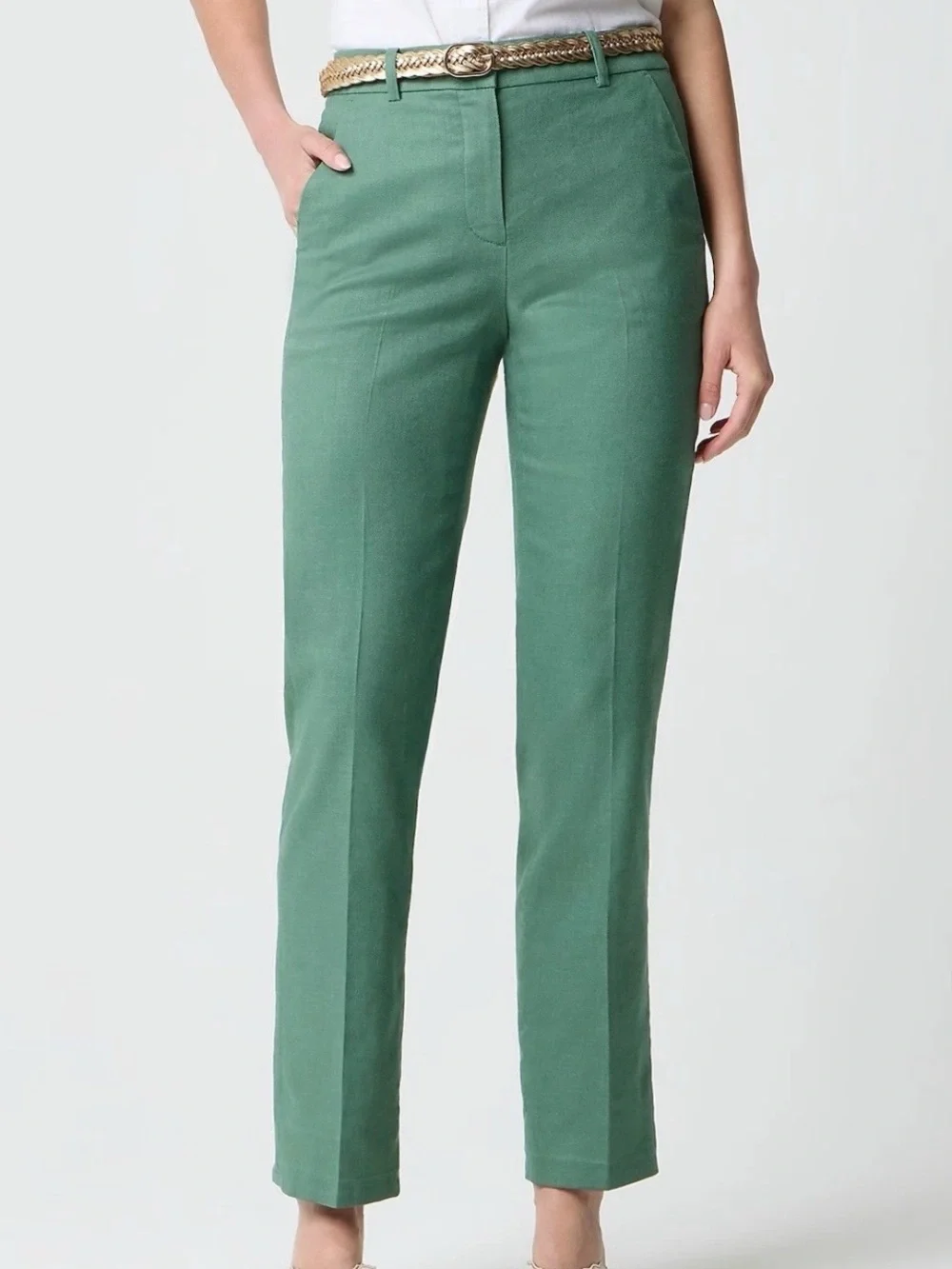 J.Crew Kallie Pants Womens Linen Blend Straight Leg Lined Lamppost Green Size 20